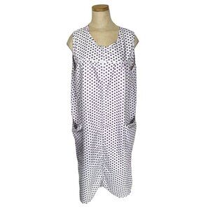 40% off! Casual Nights nightgown women's M white purple polka dot half zip sleev
